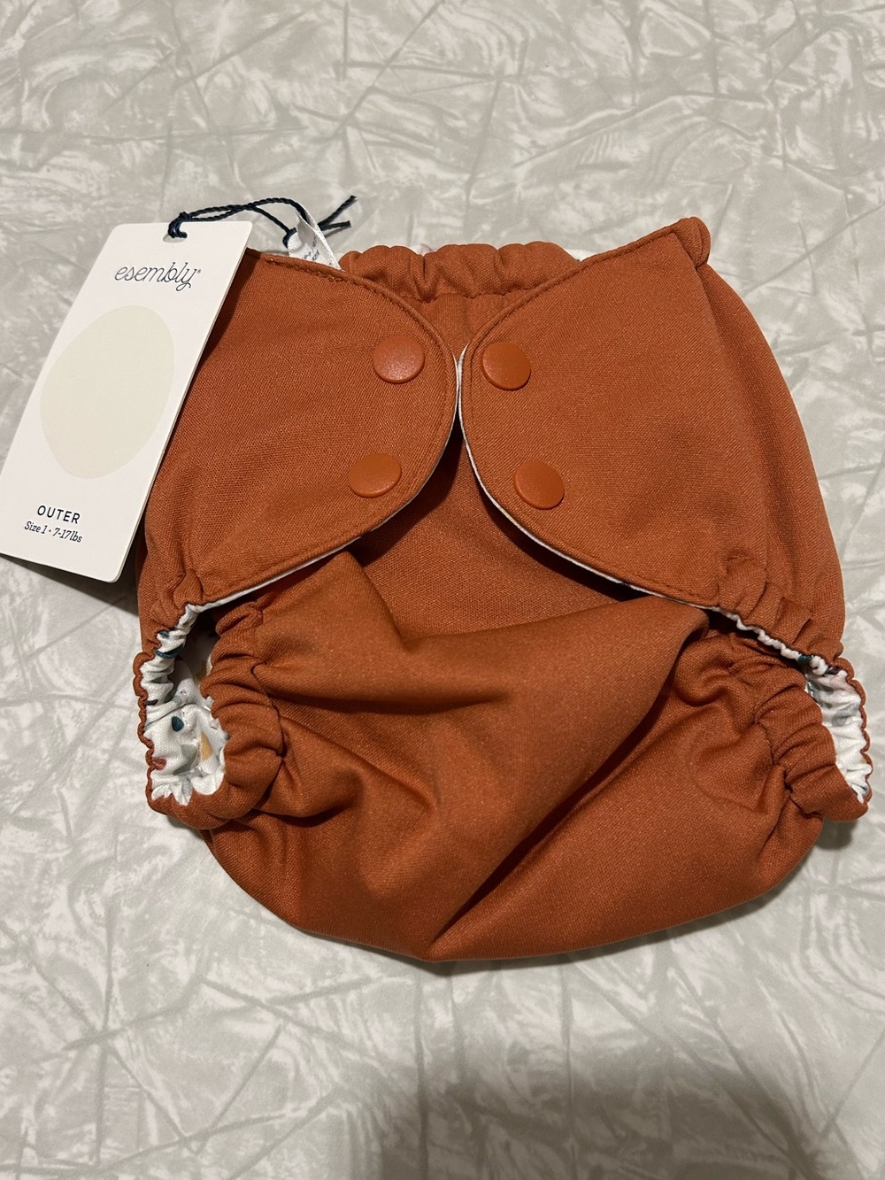 Esembly Outer Cloth Diaper Cover Size 1 Snaps Waterproof Clay Terrazzo